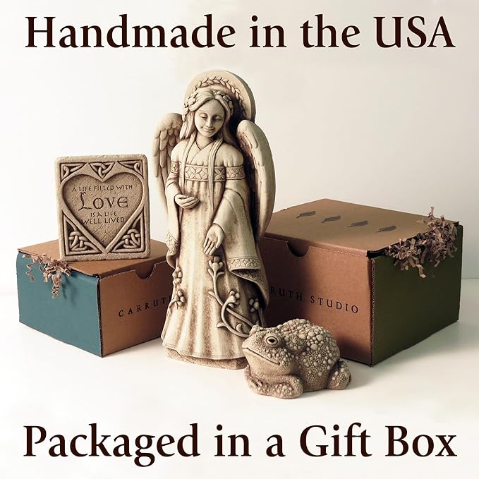 Carruth Studio, Green Man Wall Plaque Figurine, Original Sculpture Handcrafted in Stone, Artisan Made