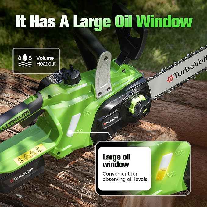 12" Cordless Chainsaw, 20V Battery Powered Chainsaw, Electric ChainSaw Cordless with 4.0Ah Battery and Charger, Brushless Rechargeable Chain Saw with Auto Lubrication for Wood Cutting, Tree Pruning