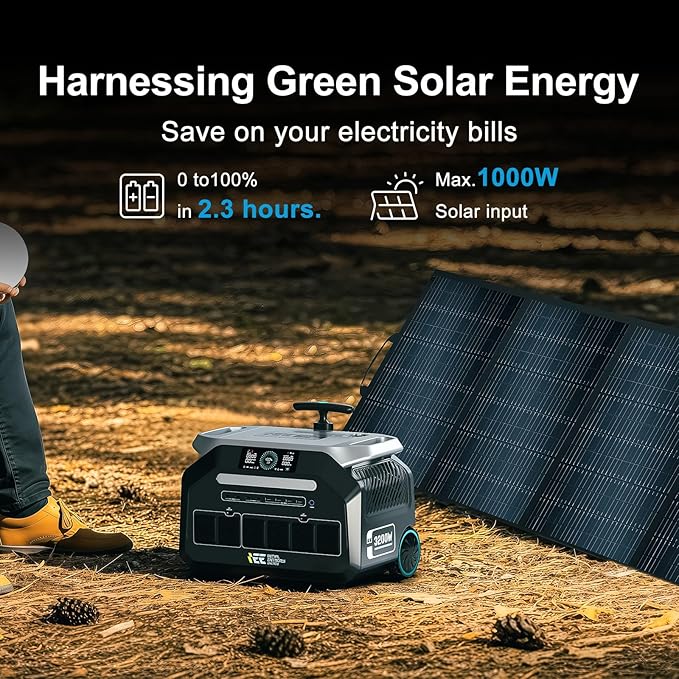 IEE 2400W/2048Wh Solar power station With 400W Solar Panel,P2400 Solar Generator(4800W Peak),1800W Super Fast Charging,APP Control Emergency Power Station for Home, Camping, Power Outages