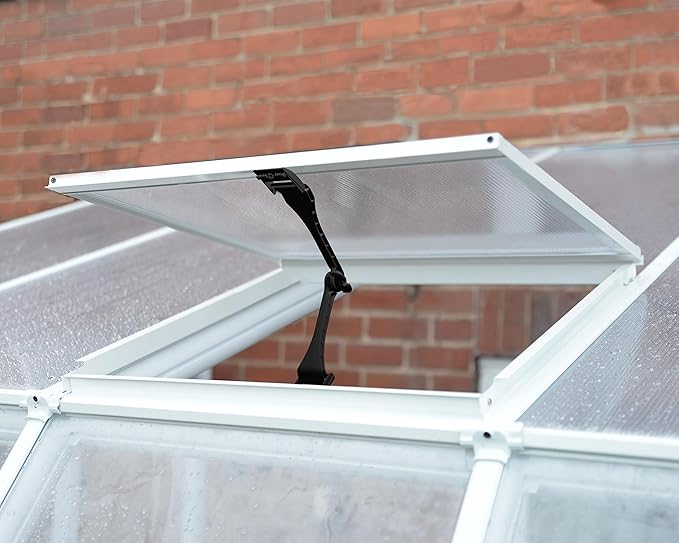 Palram Canopia Rion Sun Room 8 Ft. x 10 Ft. Solarium, Lean-to Greenhouse DIY Kit, Attach to House, Large Twin Wall Polycarbonate, 100% UV Protection for Porch, Patio Outdoors with Window Vent (White)
