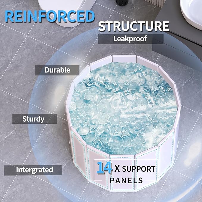 WAVYEASE Portable Bath Tub for Adults -(31.5"L x 26"H) Foldable Cold Plunge Tub for Recovery - Collapsible Soaking Bath Tub for Shower Stall Home SPA - Outdoor Ice Bathtub for Athletes (White)