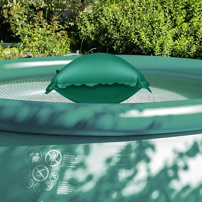 Above Ground Pool Pillow - 4x4 Ft Air Pillow for Winterizing, 0.5mm PVC Material, 2X 16.5Ft Green Rope