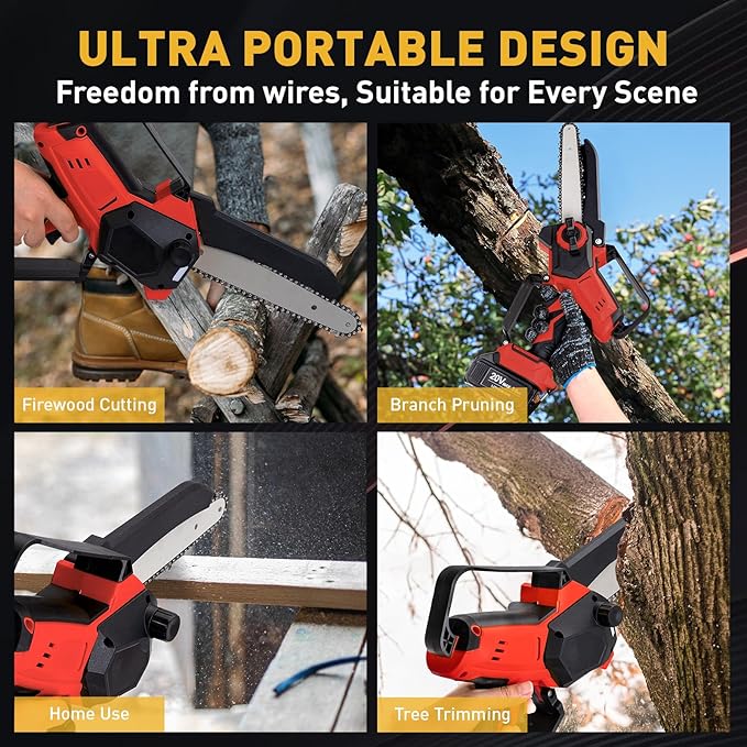 Mini Cordless Chainsaw for Milwaukee M18 Battery,6 Inch & 8 Inch Electric Battery Powered Brushless Chainsaw,400W Auto Oiler Hand Saw for Wood Cutting Tree Trimming(Only Tool)