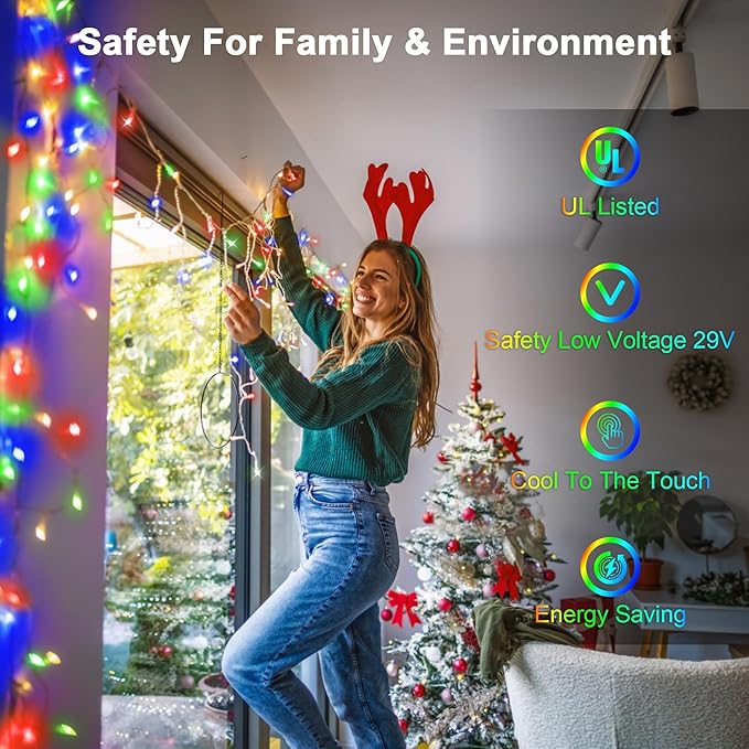 66FT 670 LED Outdoor Christmas Lights - 148 Ice Drops, 12 Pro Modes with Timer Memory & Brightness, Waterproof Hanging Ice String Light for Holiday Wedding Garden Fence House Decor (Multicolor)