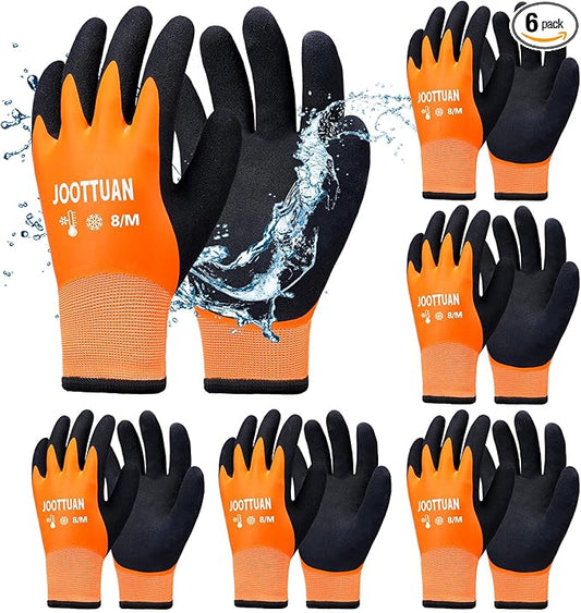 6 Pairs Waterproof Winter Work Gloves for Men Thickened Freezer Gloves Thermal Insulated Work Gloves for Cold Weather (6, Medium)