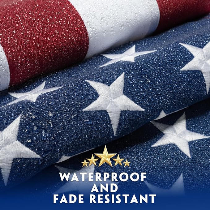American Flag 6x10 Ft for Outside Longest Lasting- Ultra Durable, Tear-Proof Heavy Duty Spun Polyester US USA Flags - Fade Resistant, Embroidered Stars, Sewn Stripes, Brass Grommets - Outdoor Decor