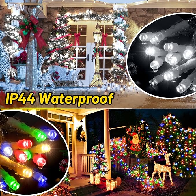 KNONEW 403ft 1000 LED Christmas String Lights Outdoor Color Changing 11 Modes Timer Fairy Light Plug in Waterproof Lights for Xmas Tree Yard Wedding Decorations (Cool White to Multicolor)