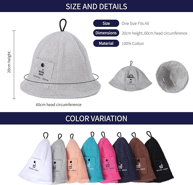 Cotton Towel Sauna Hat – Washable & Soft – Unisex Design for Men and Women