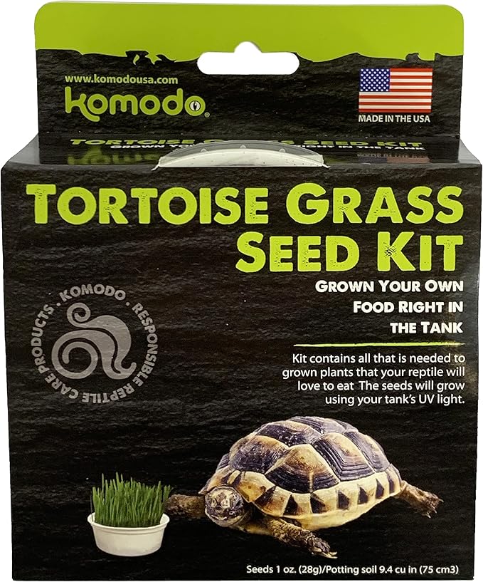 Komodo Grow Your Own Tortoise Grass Seed Kit | Grows Year Round | Fresh Addition for Tortoises Diet