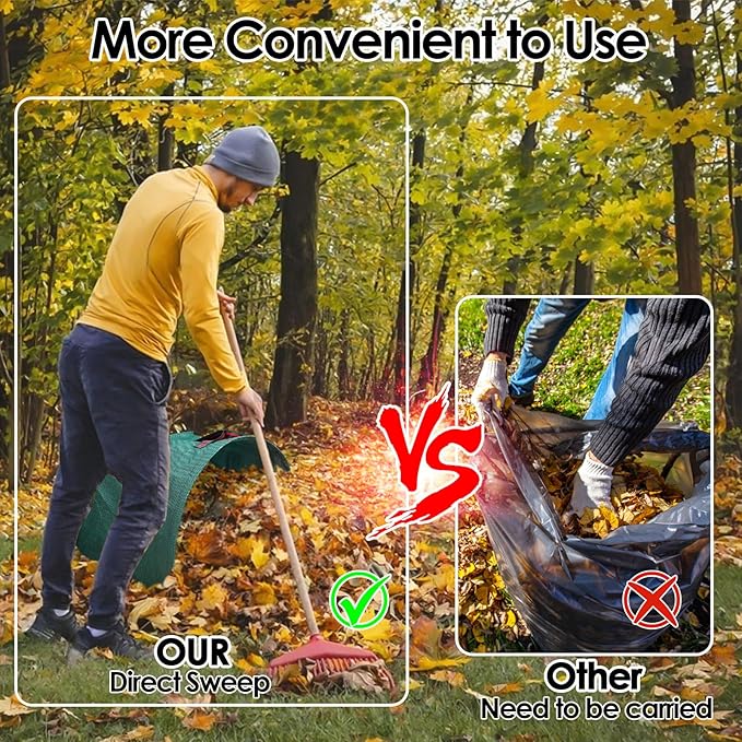 53 Gallon Garden Bags for Debris,2-Pack Yard Waste Bags,Large Dustpan-Type Lawn bags with Gardening Gloves,Leaf Bags for Yard Debris,Grass Clippings,Collapsible Trash Can for Parties,Laundry,Camping