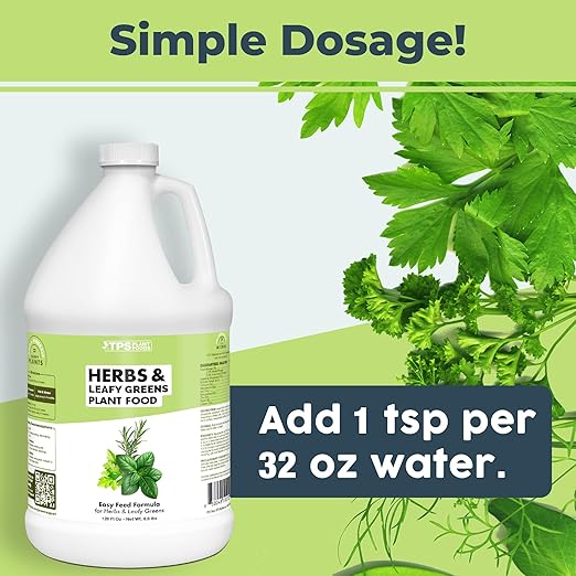 TPS NUTRIENTS Herb Plant Food for All Edible Herbs, Leafy Greens and Veggies, Liquid Houseplant Fertilizer, 1 Gallon (128 oz)