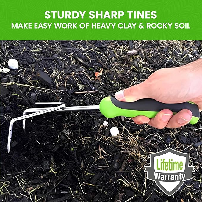 Garden GURU Hand Cultivator Rake Tiller Tool - Stainless Steel for Ultimate Strength - Rust Resistant - Ergonomic Handle - Great for Gardening Cultivating Loosening Weeding - 1 Case (50 Pcs)