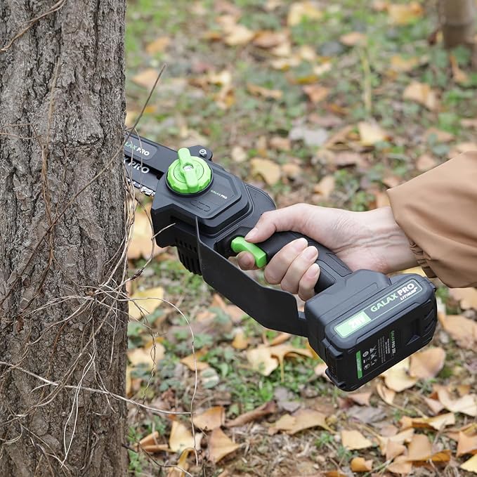GALAX PRO 6 Inch Mini Chainsaw with 2x2.0Amh Batteries[2025 Upgraded] Small Handheld Electric Chainsaw for Outdoor Tree Branch Cutting,Home Improvement, Garden & Orchard Pruning