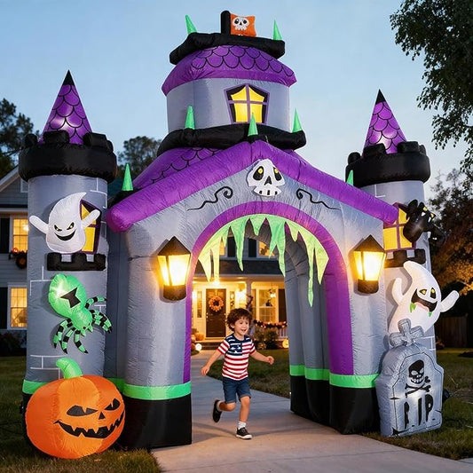 ZPISF Halloween Inflatables Giant 12.5 FT Haunted House Castle Archway Outdoor Decorations, Large Halloween Arch Blow Up Yard Decorations for Front Lawn Garden Decor