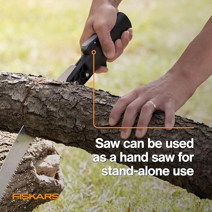 Fiskars XtendControl Extendable Tree Pruner (6 ft), Adjustable Branch Trimmer with 15" X1 Saw with Hand Saw Option, 3-6 ft Extension Pole, and Secure Locking System for Precision Cutting