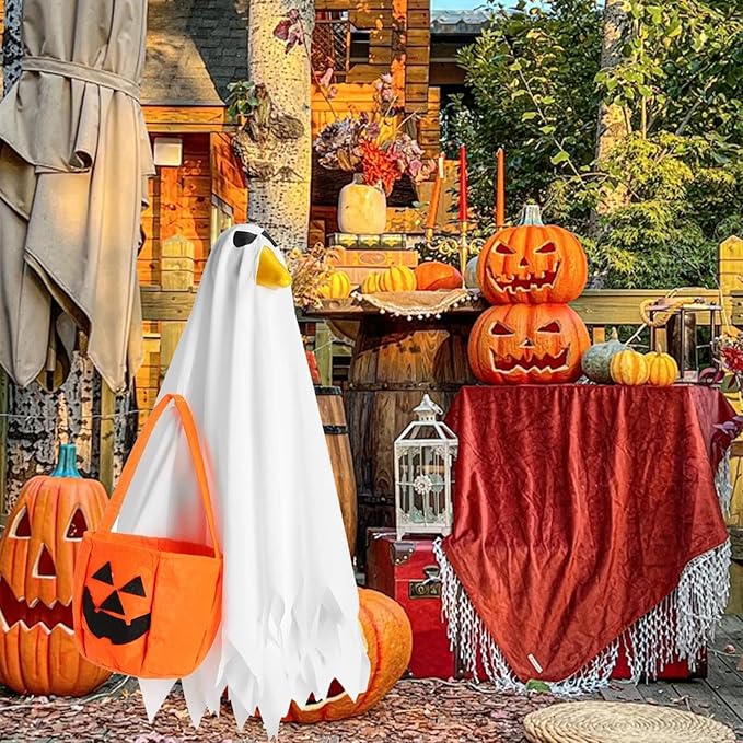 Porch Goose Outfits for 23" Plastic Porch Goose Halloween Pumpkin Outfit Goose Clothes for Cement Goose for Indoor Outdoor Garden Yard Lawn Patio Art Decor(YL)