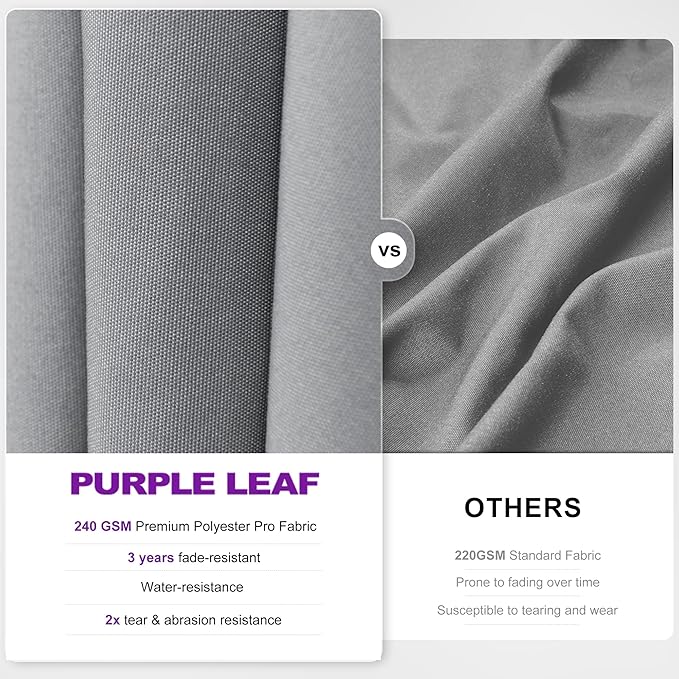 PURPLE LEAF 10' X 6.5' Swivel Outdoor Patio Aluminum Umbrella with Base Left-right Tilting Cantilever Offset Umbrella with UV Resistant Heavy Duty Fabric for Deck Pool Patio Backyard, Pebble Grey