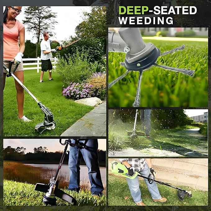New Upgrade Steel Wire Grass Trimmer Head, 6 Inch, 6 Blades Design, Rotary Brush Weed Cutter, Weed Eater Replacement Part with Installation Tools and Accessories(3 Pack)