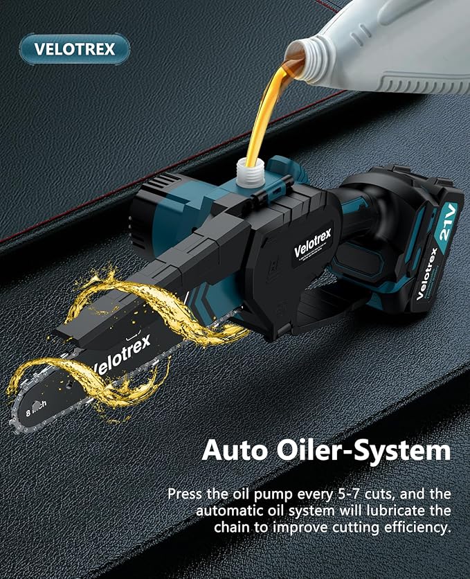Professional Mini Chainsaw Cordless 8 inch + 6 inch, Electric Chainsaw Cordless with 2x4000mAh Batteries, Upgraded Brushless chainsaw with Auto Oiler for Tree Branch Wood Cutting