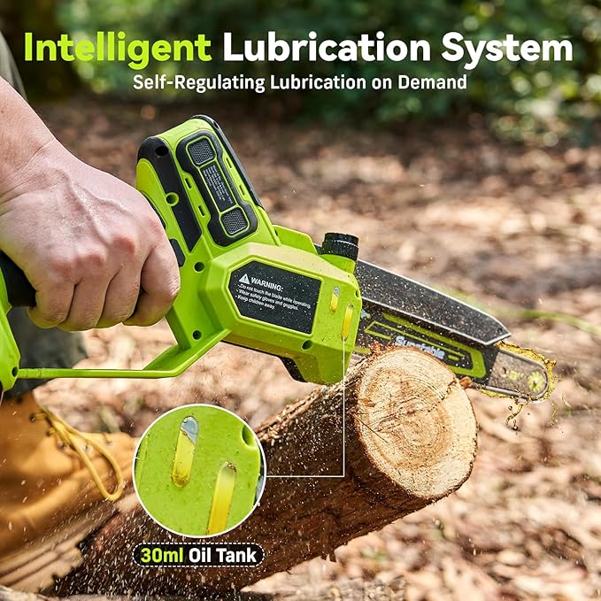 Electric Pole Saws for Tree Trimming, 6" & 8" Mini Chainsaw Cordless with Extension Pole & 2x4Ah Batteries, 20V Pole Chain Saw Battery Powered, Max Reach 16 Ft, Tree Trimmer Limb Branch Cutter Pruner