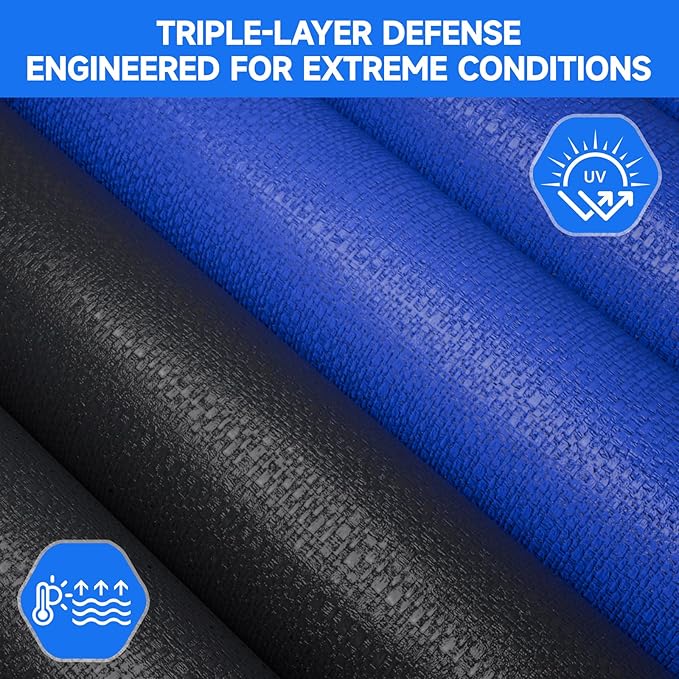 [Upgrade] 18ft/21ft/24ft Pool Cover for Above Ground Pools, 24 Feet Winter Round Swimming Pool Cover with 4 Foot Overlap Extra Thick 500D Cable & Heavy-Duty Winch 24 Foot Round Pool Covers
