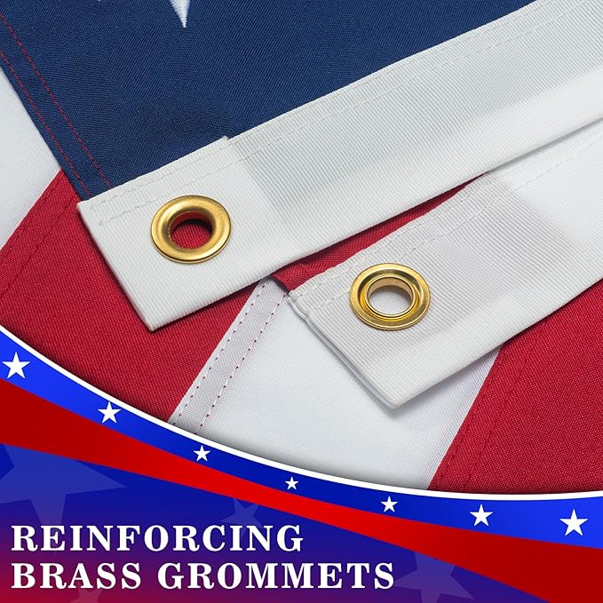 High Wind American Flag for Outdoor 5x8 Ft - Heavy Duty Allegiance US Flag with Embroidered Stars, Sewn Stripes & Brass Grommets All Weather Fade Resistant for Outside Use