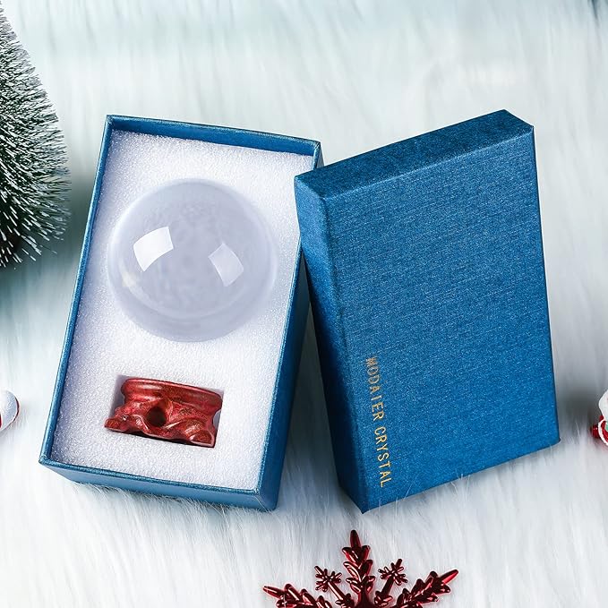 Modaier Crystal Ball 60mm with Wooden Stand and Gift Box for Magic,lensball Photography,Family Decorative,Fortune Teller,Feng Shui,Witchcraft,Witch Decor,and Halloween Decor