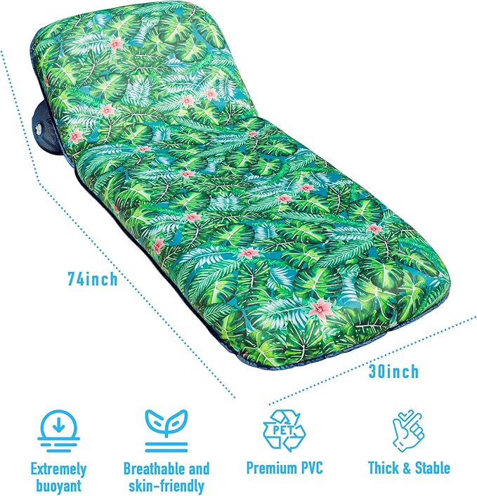 FindUWill Inflatable Pool Float Lounger - Fabric Pool Float with Cup Holder, Backrest, Swimming Water Floaties Pool Raft for Adults