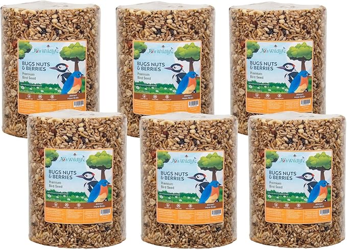 JCs Wildlife Bugs Nuts and Berries Premium Bird Seed Large Cylinder with Hole, 3.8 lb (1)