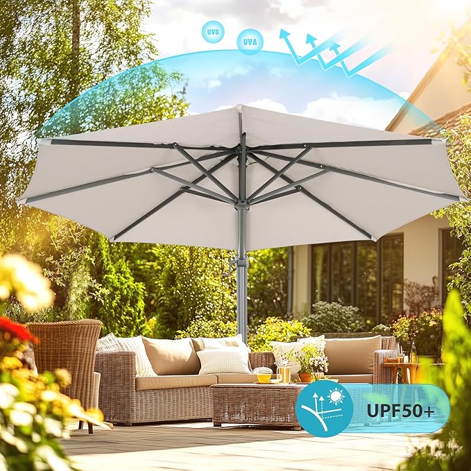 HOTIME10ft Patio Umbrella Cantilever Umbrella - Upgrade and Intensify - with 360 Rotation and 5 Angles Adjustment - Aluminum Offset Pool Umbrella Square Outdoor Umbrellas for Patio Garden Deck Pool