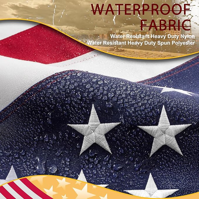 American Flag 5x8ft Ultra Durable for Outside, TearProof Spun Polyester, Embroidered Stars, Brass Grommets, Perfect for Outdoor US Flag, Show Your Patriotism with Long-Lasting Quality