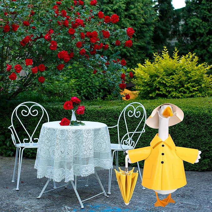 Raincoat Goose Outfit Porch Goose Clothes for 23" Lawn Outdoor Garden Yard Patio Statue Spring Decor (Yellow)