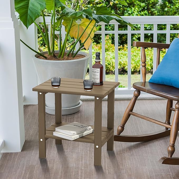 OTSUN 2-Tier Small Patio Tables for Outside or Indoor(Latte Brown)