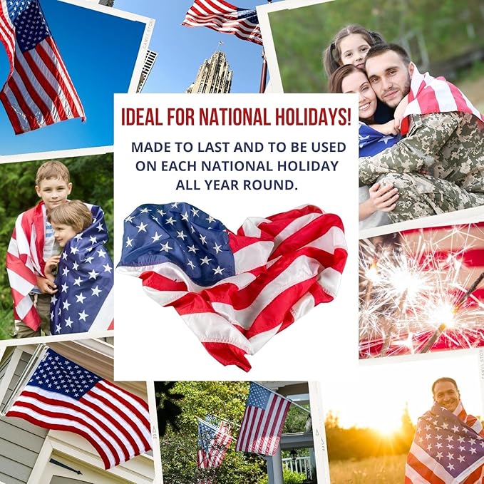 American Flag - Heavy-Duty US Flag - Embroidered Stars - Nylon USA Flag Built for Outdoors - Sewn Stripes - UV Protection - Brass Grommets (3x5 ft)