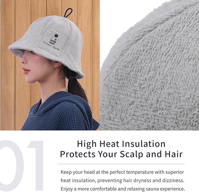Cotton Towel Sauna Hat – Washable & Soft – Unisex Design for Men and Women