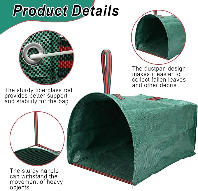 53 Gallon 1/2/3-Pack Leaf Bags,Yard Maintenance Must Haves,Large Yard Dustpan-Type Reusable Lawn Bags Yard Waste Bags,Foldable Garden Leaf Collector for Leaves,Debris,Clippings,Lawn Trash