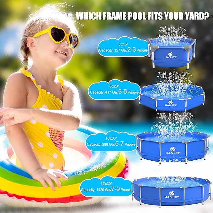 Above Ground Pool,PE Frame Deep Swimming Pool, Family Pool,Large Above Ground Pool Easy Set, Outdoor Backyard Pool for Kids, Adults,Dog 12ft x 30inch