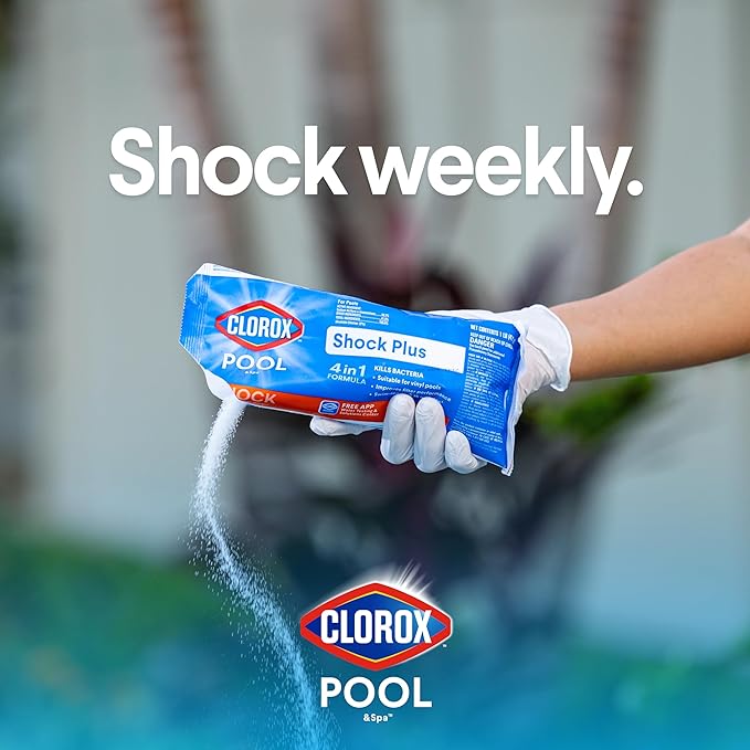 Clorox® Pool&Spa™ Shock Plus, for Crystal Clear Swimming Pool Water, Swim-ready in 15 minutes, Suitable for vinyl pools 12 Count (Pack of 1)
