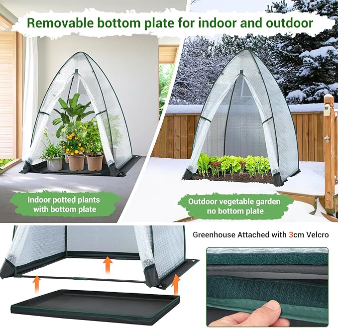 Green House for Outside Heavy Duty, Ohuhu Portable Walk-in Winter Greenhouse with Thick PE Bubble Cover - Small Greenhouses Outdoor for Plants Winter Protection