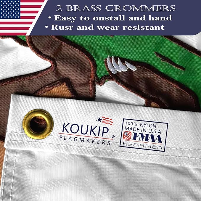 Double Sided Embroidery Californian State Flag 2x3 Outdoor Made In USA- Heavy Duty 340D Great Nylon Californian CA Flags Banners with 2 Brass Grommets