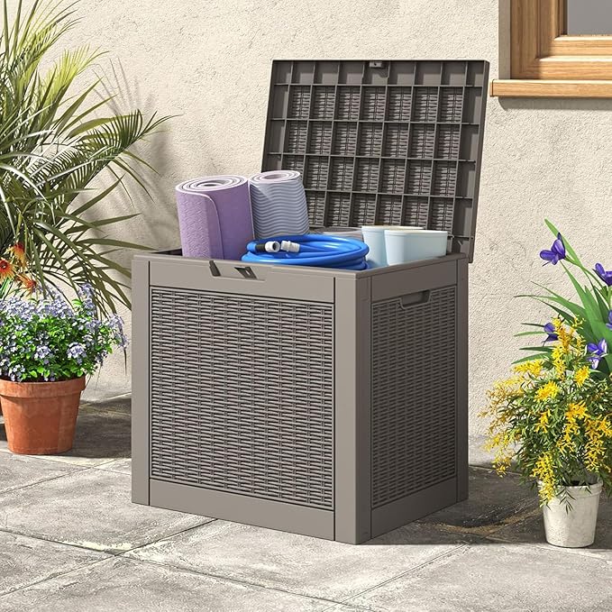 Outdoor Storage Box,2 Packs 31 Gallon Deck Box, Large Resin Storage Cabinet for Gardening Tools, Patio Pillow, Lockable, Waterproof and UV Resistant