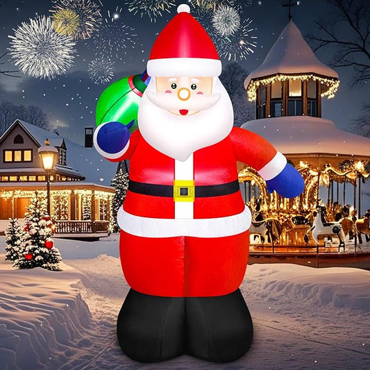 Danxilu 5FT Christmas Inflatable Santa Outdoor Decorations- Blow Up Santa Claus with Gift Bag Built-in LEDs Lighted Decor for Yard Garden Lawn Porch Xmas Holiday Party