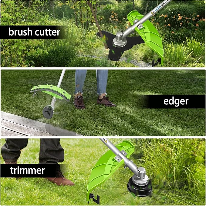 4-in-1 Cordless String Trimmer/Edger Electric Pole Hedge Trimmer 2 * 5000mAh Battery Powered Pole Saw Portable Weed Wacker and Brush Cutter Blade, Multi-Tool Kit for Grass Garden Lawn Care