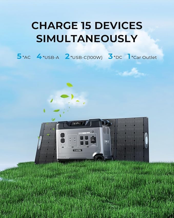 OUKITEL 5120Wh Portable Power Station with 4x200W Solar Panel (2025 NEW), P5000 Solar Generator Large Capacity, 5*AC Outlets (6000W Peak), 1800W Fast Charging, Battery Power Station for Home Use