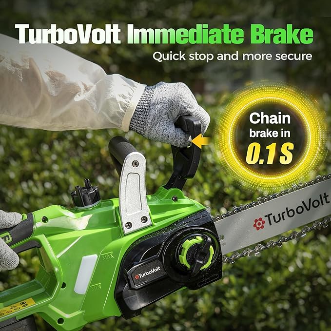 12" Cordless Chainsaw, 20V Battery Powered Chainsaw, Electric ChainSaw Cordless with 4.0Ah Battery and Charger, Brushless Rechargeable Chain Saw with Auto Lubrication for Wood Cutting, Tree Pruning