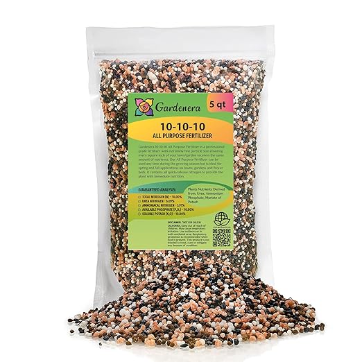 Maximize Your Garden's Potential with All-Purpose Planting and Growing Food 10-10-10 Fertilizer by Gardenera - A Must-Have for Gardening Enthusiasts - 5 Quart