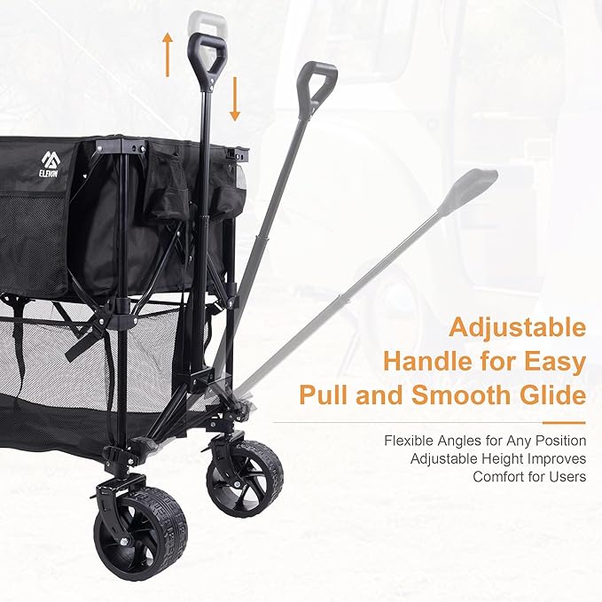 Collapsible Foldable Camping Wagon, Extra Large Capacity 480LBS Utility Cart, All Terrain Heavy Duty Beach Cart with Wheels & Storage Pockets, Portable Wagon for Outdoor Shopping Picnics