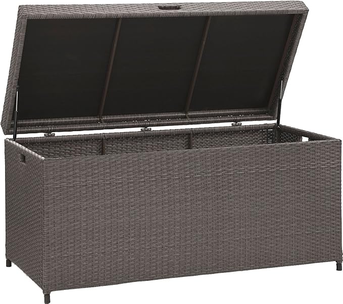 Crosley Furniture Palm Harbor Wicker Outdoor Storage Box for Patio Furniture Cushions and Pool Floats, Gray