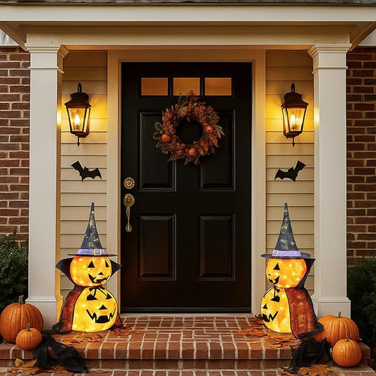 AW 2Pcs 3FT Halloween Collapsible Pumpkin LED Jack-O-Lantern Outdoor Decoration