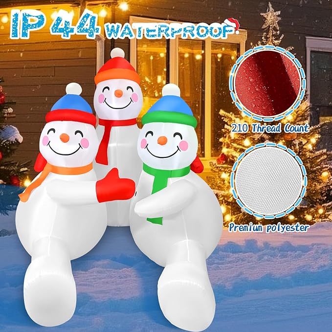 2025 Christamas Inflatable Snowman 6FT 3 Snowmen Brothers Hugging Christamas Inflatables Outdoor Decoration Xmas Snowman Blow Up Decor with Built-in 5 LEDs for Holiday Party Yard Garden Lawn